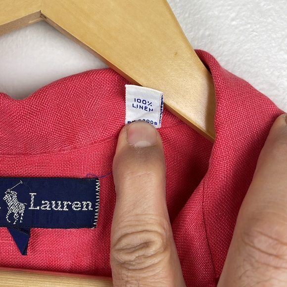 Lauren Ralph Lauren Women's 100% Linen Short-Sleeve Button Up Shirt Size 6 Red - Picture 4 of 12